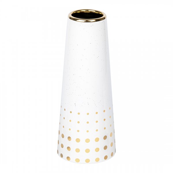 Декоративная ваза Арт Деко, Д80 Ш80 В200, белый с золотом