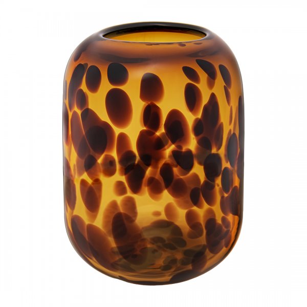 Декоративная ваза из цветного стекла, Д160 Ш160 В220, янтарный