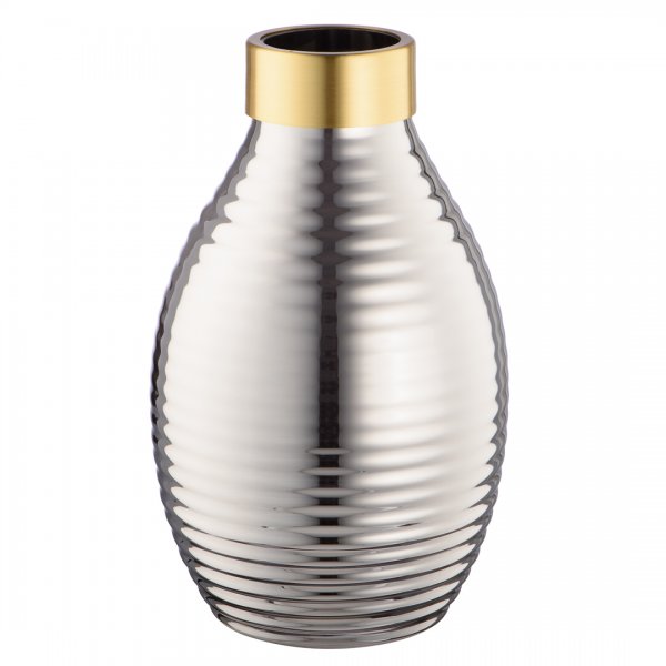 Декоративная ваза из цветного стекла с золотым напылением, Д160 Ш160 В240, серый