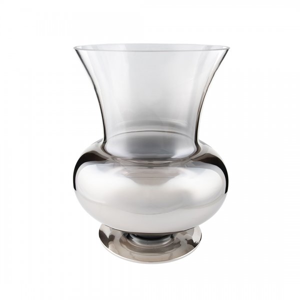 Декоративная ваза из стекла с cеребряным напылением, Д210 Ш210 В260, серебристый