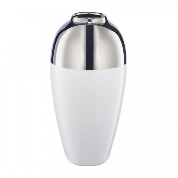 Декоративная ваза Шик, Д125 Ш125 В250, белый с серебром