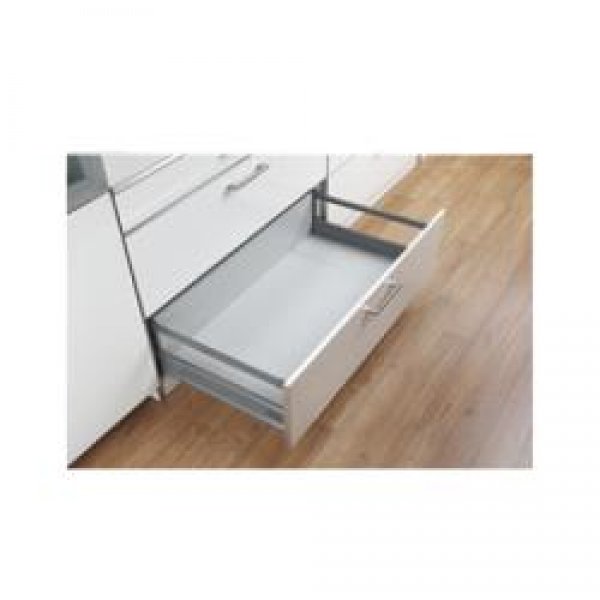 Комплект выдвижного ящика Unihopper Mental box - 2 H80*500мм, серебро с соединением задней стенки