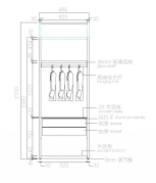 Модуль стеклянной гардеробной LB-001, Серии Glass wardrobe, Цвет Серый