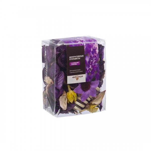 Набор сухоцветов из натуральных материалов с ароматом лаванды, Д95 Ш60 В120, пакет