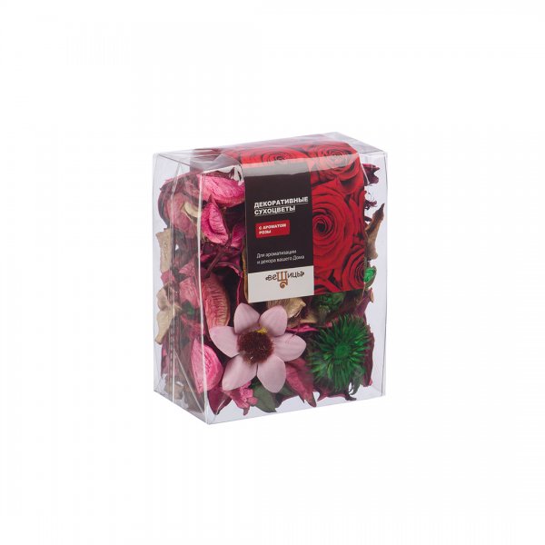 Набор сухоцветов из натуральных материалов с ароматом розы, Д95 Ш60 В120, пакет