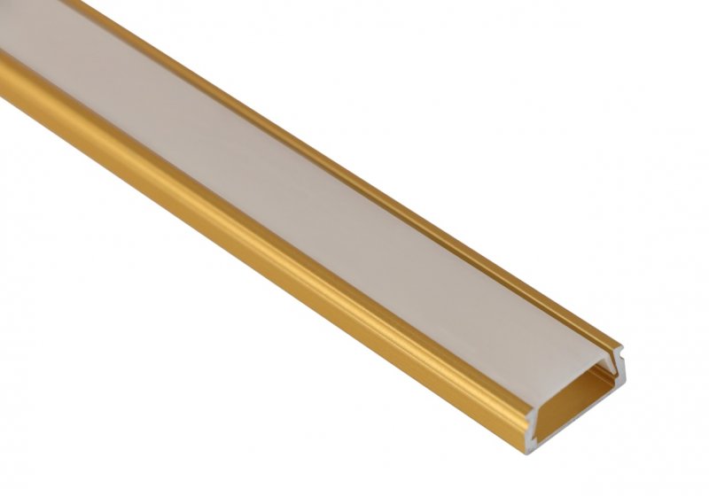 Накладной  алюминевый профиль SP261GD, Золото анод.  2000*15,2*6мм, 2 заглушки, б/крепежа