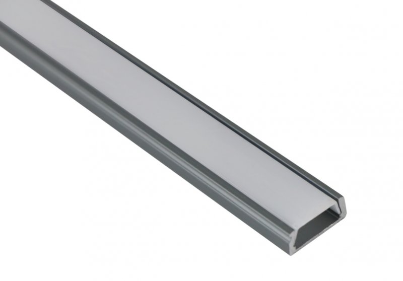 Накладной  алюминевый профиль SP261GR, Серый анод.  2000*15,2*6мм, 2 заглушки, б/крепежа