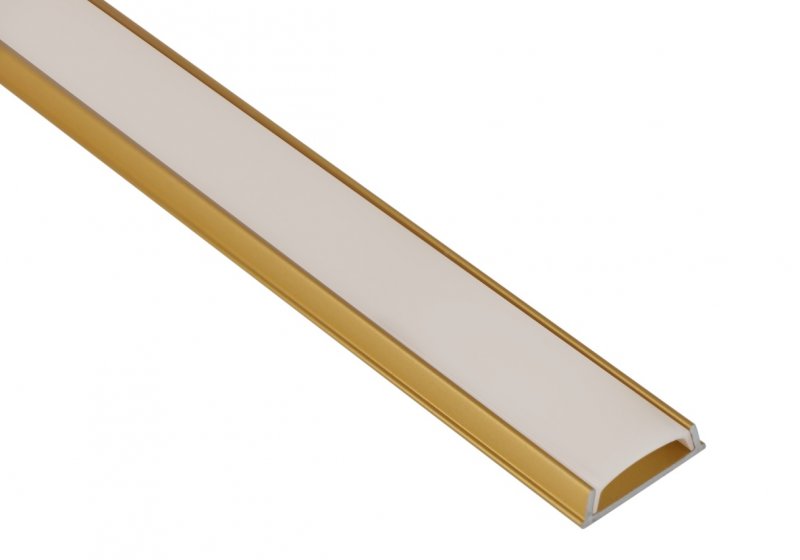 Накладной гибкий алюминевый профиль SP259GD, Золото анод 2000*15*6,4, 2 заглушки, 4 крепежа