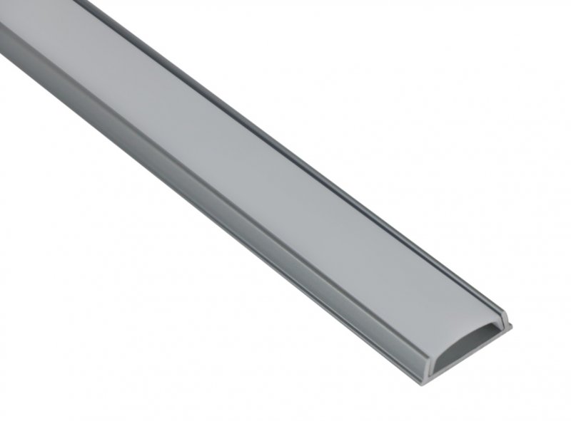 Накладной гибкий алюминевый профиль SP259GR, Серый анод 2000*15*6,4, 2 заглушки, 4 крепежа