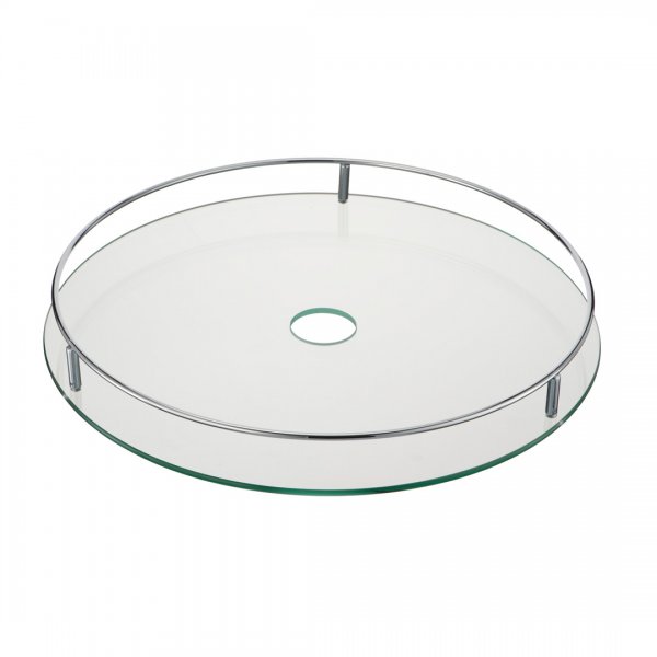 Полка стеклянная центральная диаметр 450 мм, Д480 Ш480 В70, хром
