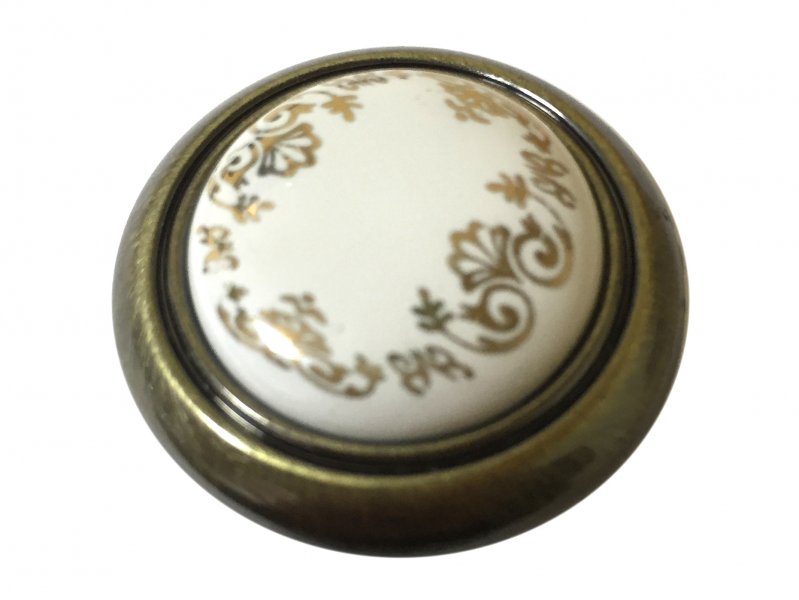 Ручка-кнопка 35 фарфор/узор золото 4327  RK001