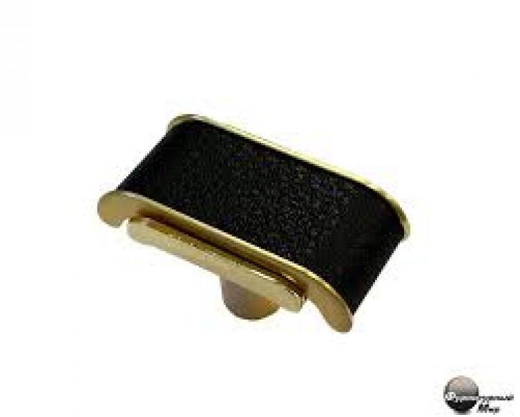 Ручка-кнопка золото + черная кожа 10036 RK-155 Gl+BlcLea