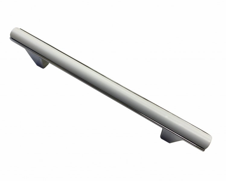 Ручка-скоба 128мм Матовый Белый+Хром 10015 RS-153-128White+Chr