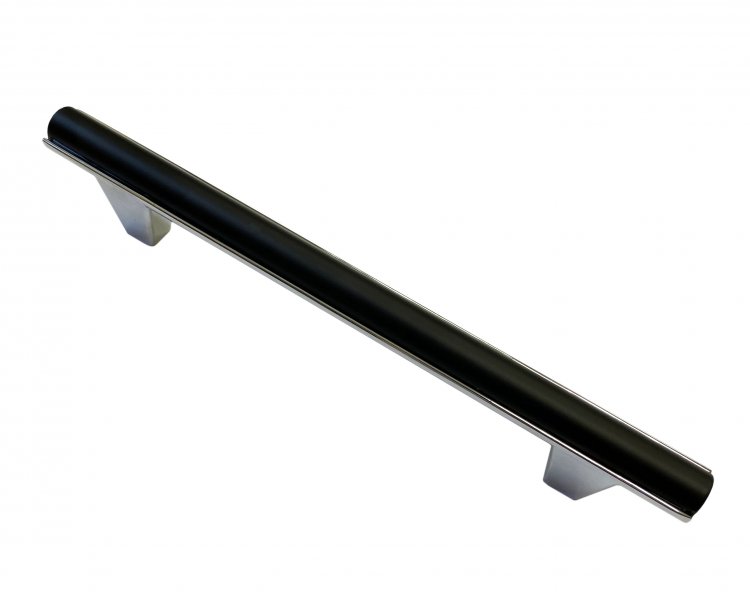 Ручка-скоба 128мм Матовый черный+Хром 10019 RS-153-128Black+Chr