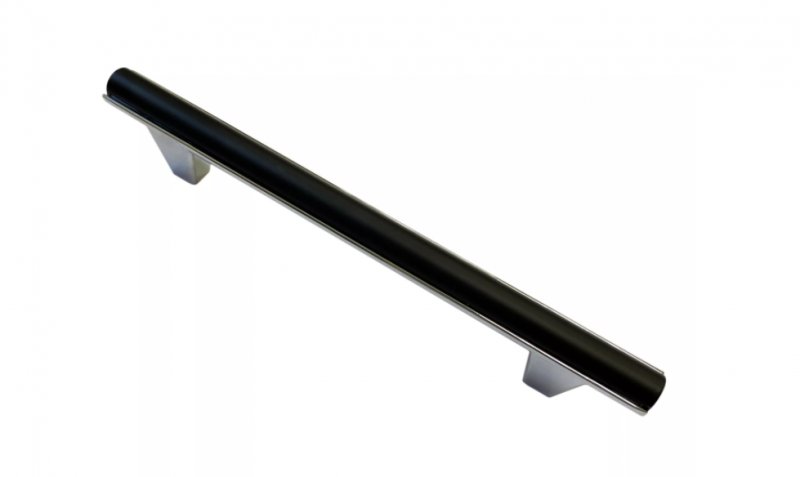 Ручка-скоба 160мм Матовый черный+Хром 10020 RS-153-160Black+Chr