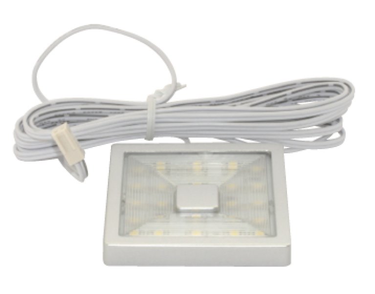 Светильник 24 LED накл., 60x60mm, пл+сер.,тепл.бел.,12v 1.5w (08457.001)