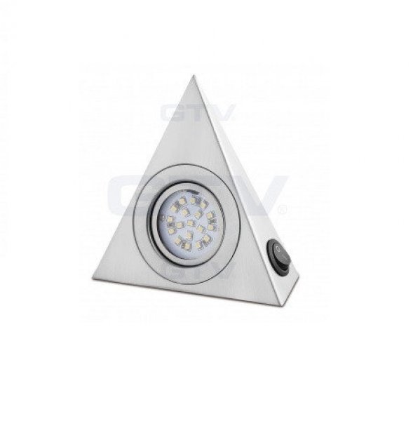 Светильник треугольный с выкл. 12V, 1W,18светодиодов, инокс,холодный белый
